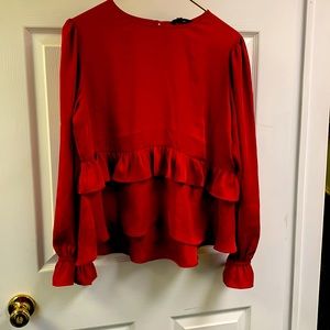 Express Size Large Red Peplum Blouse